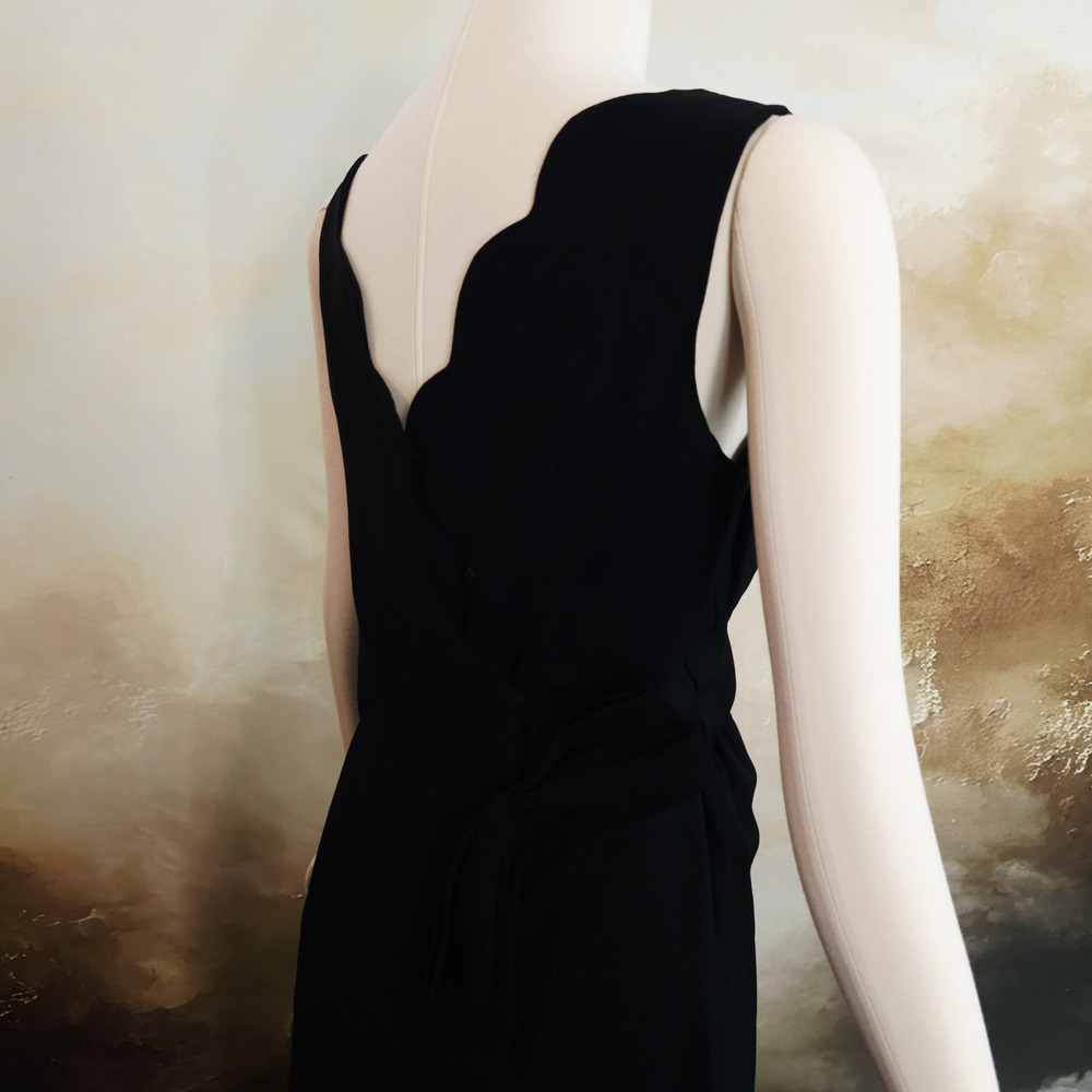 Vintage 1960's 50s Midi Dress Low Cut Scalloped Back Stylized Bow Fitted Style - Picture 8 of 12